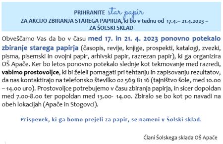 akcija zbiranja starega papirja